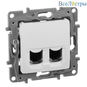 Розетка компьютерная 2хRJ45 Legrand Etika 6 кат UTP белая 672254