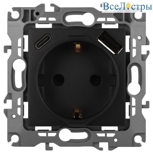 Розетка со шторками с USB type-A+C Эра 12-4108-05 Б0067707