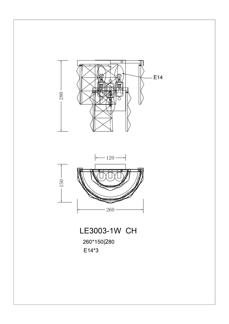 бра cristal le3003/1w ch