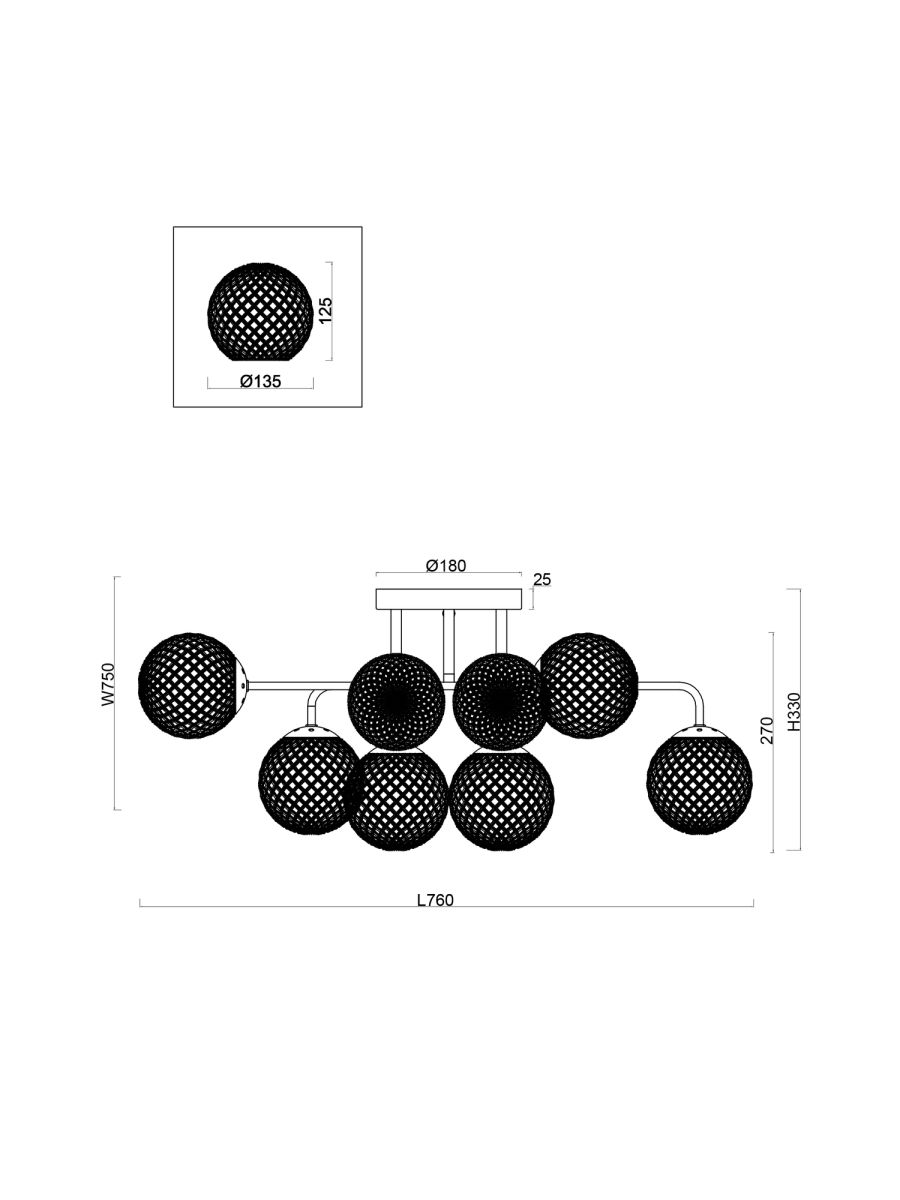 потолочная люстра freya navel fr8016pl-08bbs