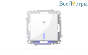 Выключатель одноклавишный проходной с подсветкой ELBI Zena Vega 609-015600-210