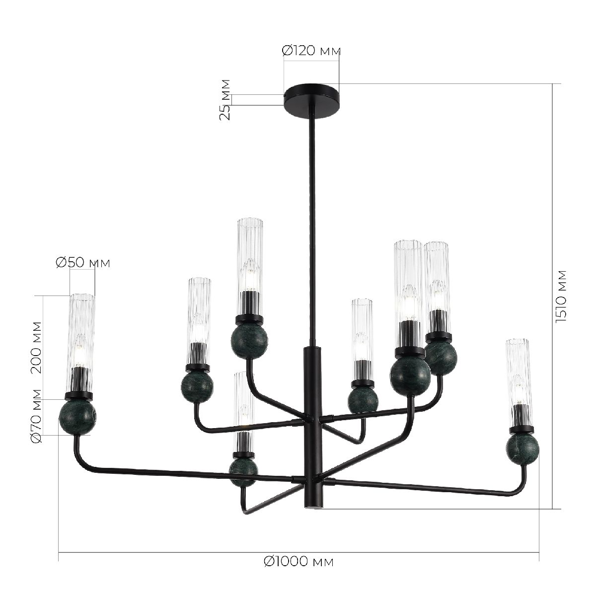 люстра на штанге st luce medea sl1244.403.08