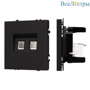 Механизм сдвоенной компьютерной розетки Arlight SCT-NOBE-MPC2-SFPL-BK (RJ-45, CAT6) 054313