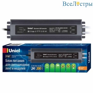 Блок питания Uniel 24V 200W IP67 8,3A UET-VAF-200B67 24V IP67 UL-00007580