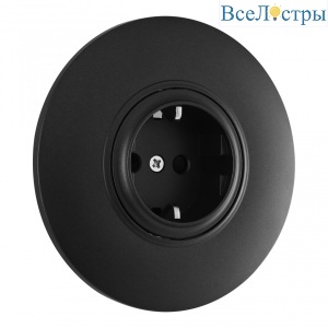 Розетка круглая с/з и шторками и рамкой Arte Milano SET08-1-40-1 black