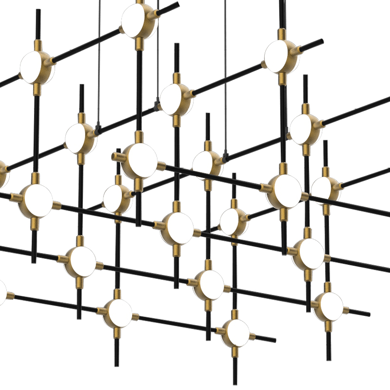 подвесная люстра delight collection molecular md18001067-30a black/gold