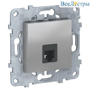 Розетка телефонная RJ11 одиночная 4 контакта Schneider Electric Unica New NU549230