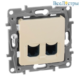 Розетка компьютерная 2хRJ45 Legrand Etika 6 кат UTP слоновая кость 672354