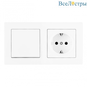 Выключатель одноклавишный с розеткой Arte Milano SET06-2-30-1-40-1 White