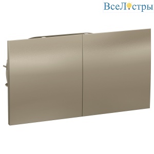 Розетка с/з двойная, со шторками, с крышкой, 16А Systeme Electric AtlasDesign Шампань ATN000528