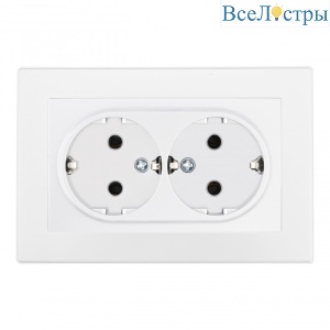 Розетка двойная с/з и шторками Arte Milano SET06-double-40-2 white