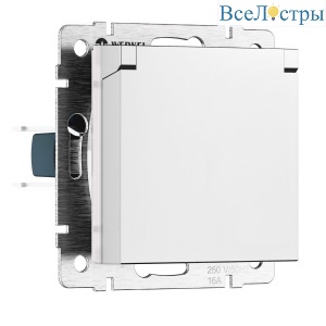 Розетка с заземлением и шторками c крышкой Werkel W1171261 4690389213168 a069590
