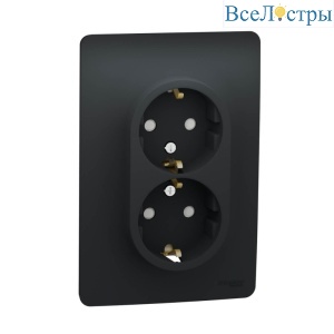 Розетка двойная, со шторками, с заземлением Schneider Electric Unica New NU206754