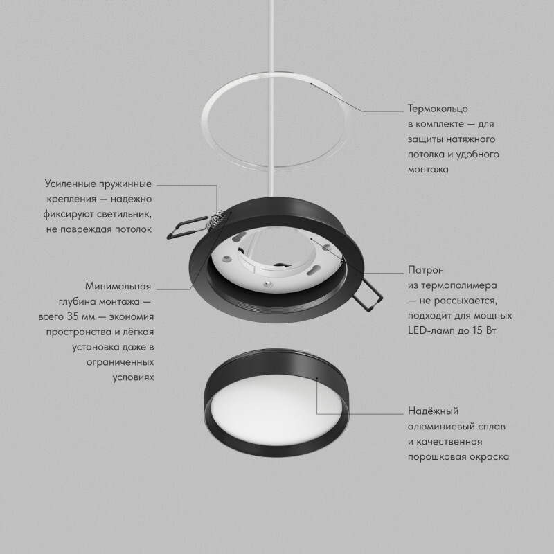встраиваемый светильник denkirs ratio dk-dh2000-bk