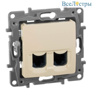 Розетка компьютерная 2хRJ45 Legrand Etika 5 кат UTP слоновая кость 672355