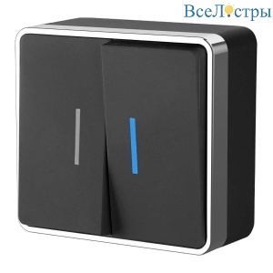 Выключатель двухклавишный Werkel Gallant (черный/хром) W5020135 4690389164224