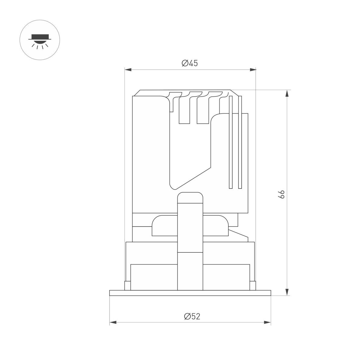 встраиваемый светильник даунлайт arlight ms-arado-built-r45-5w warm3000 (wh-wh, 36 deg, 230v) (ip20 металл) 059102
