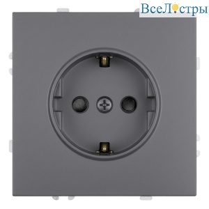 Розетка 1-местная с з/ш с/з (механизм) СЗК Stekker Эмили 250В 16А RST16-5110-10ZK платиново-серый soft touch 50243