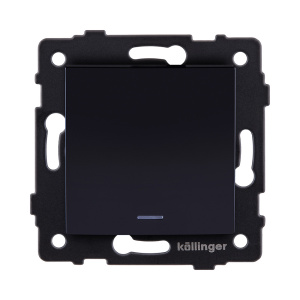 Выключатель кнопочный 1-клавишный 10А/250В с LED подсветкой, изогнутый, черный Kollinger REA-R-013BK для Aspekt, Eleganz, Reflex
