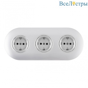 Круглая розетка тройная (трехпостовая) с/з и шторками Arte Milano SET08-3-40-1x3 silver