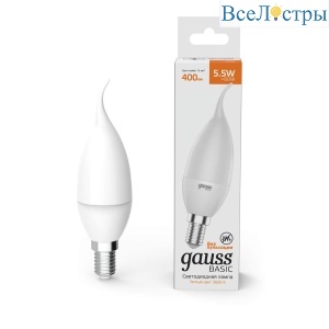Лампа светодиодная Gauss E14 5,5W 3000К матовая 1034116