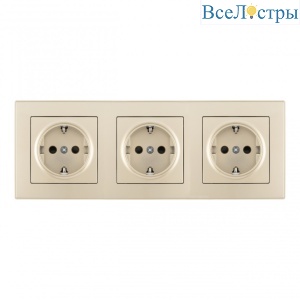 Розетка тройная (трехпостовая) с/з и шторками Arte Milano SET06-3-40-1x3 shampan