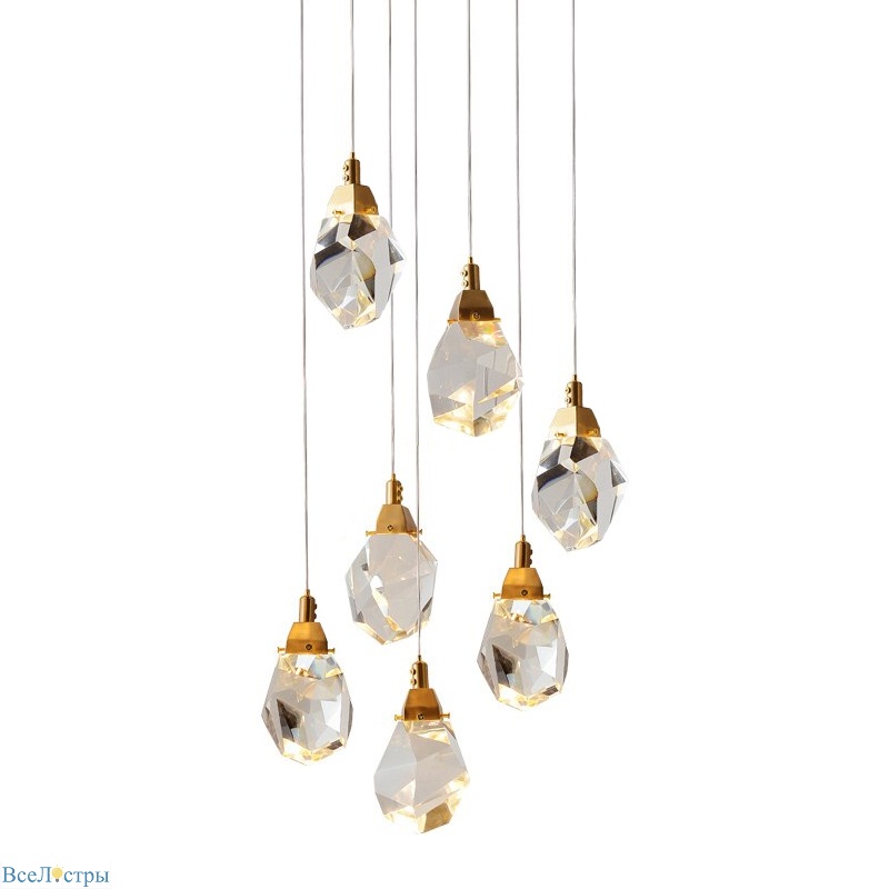 подвесной светильник delight collection crystal rock ii 9701p/7r brass
