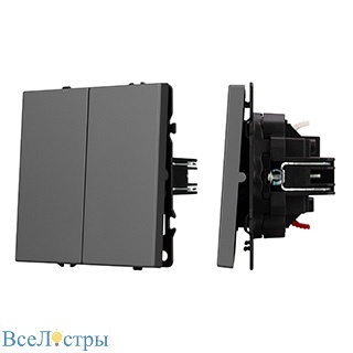 механизм звонкового выключателя двухклавишный arlight swt-nobe-mkr2-sfpl-gr (230v, 10a) (серый базальт) 061740