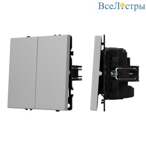 Механизм выключателя двухклавишный перекрёстный Arlight SWT-NOBE-MKX2-SFPL-IS (230V, 10A) (Никель) 061794