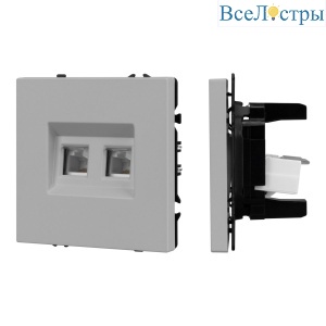 Механизм сдвоенной телефонной розетки Arlight SCT-NOBE-MTL2-SFPL-IS (RJ-11, 4C) (Никель) 061890