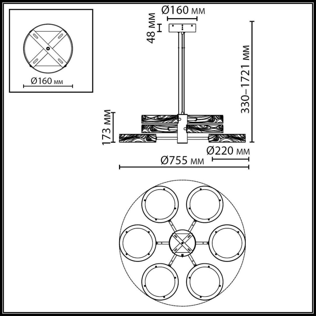 подвесная люстра odeon light l-vision riviera 5450/99la