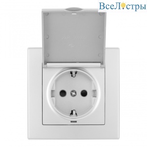 Комплект розетки с/з и шторками, защитной крышкой и рамкой Arte Milano SET06-1-41-1 silver