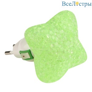Настенный светодиодный светильник (10335) Uniel DTL-309-Звездочка/Green/1LED/0,1W