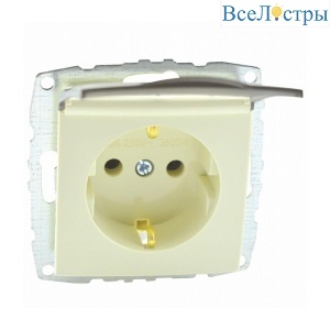 Розетка 2К+З Mono Electric Despina/ Larissa 16A 250V с крышкой винтовое подключение крем 500-001721-118