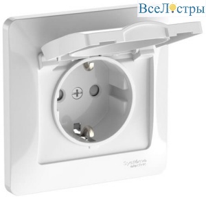 Розетка с зазем. со шторк. с крышк., 16А, IP20, в сборе, быстрозажим. клем. Systeme Electric Glossa Белый GSL000146S