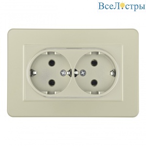 Розетка двойная с/з и шторками Arte Milano SET16-double-40-2 shampan