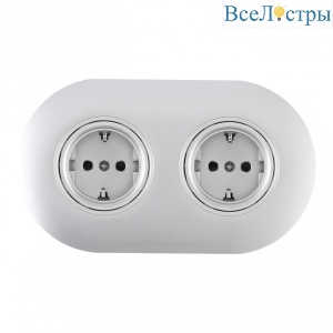 Круглая розетка двойная (двухпостовая) с/з и шторками Arte Milano SET08-2-40-1x2 silver