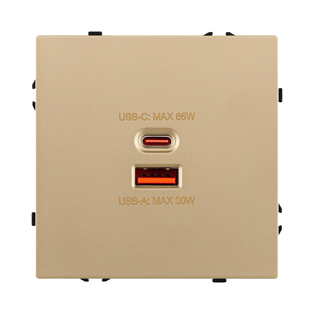 розетка usb a+c 65w, золотой kollinger eclipse ec-024gd