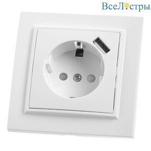 Розетка Feron Stekker Эрна с/з 16A 250V USB белый PST16901101 39051