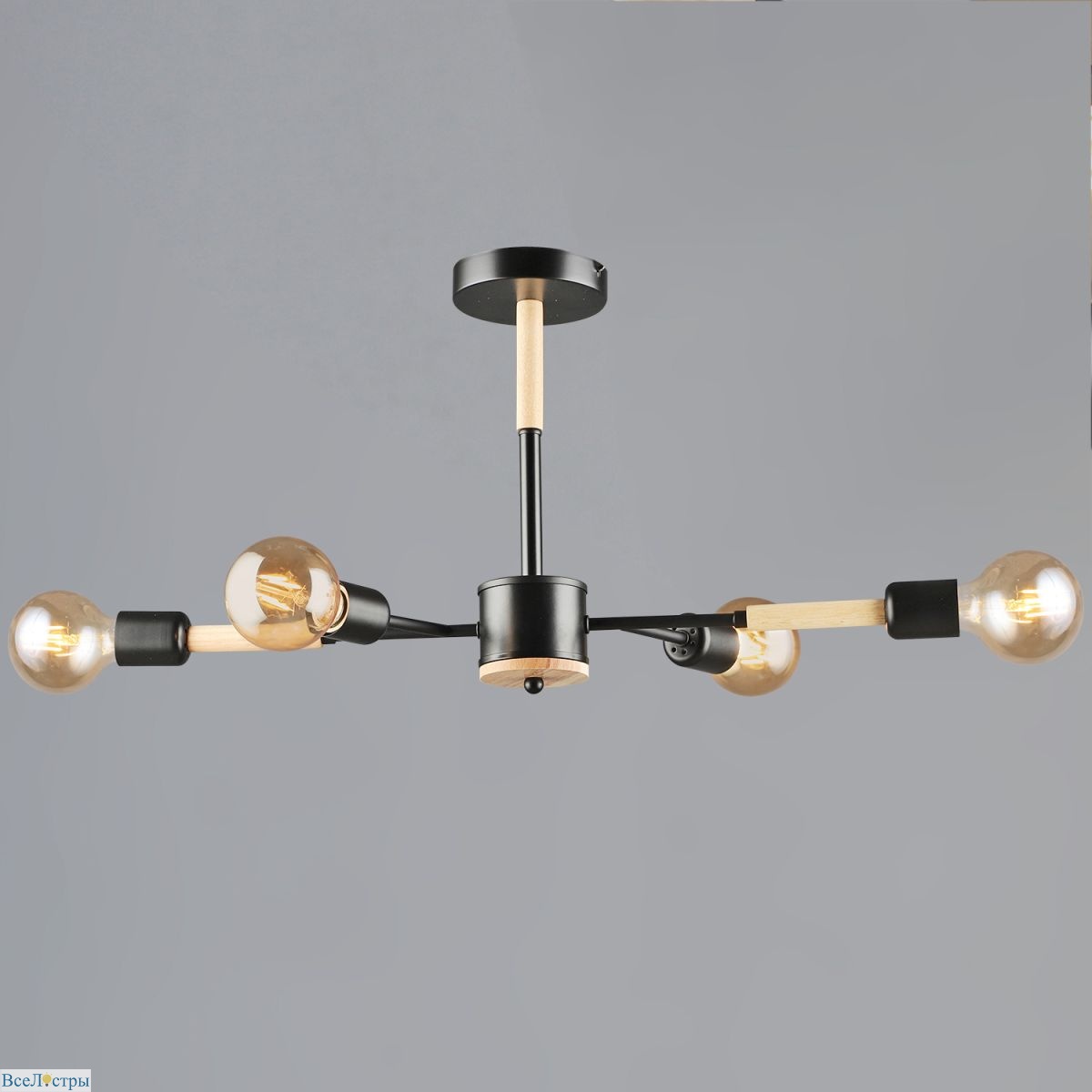 люстра на штанге reluce 99960-0.3-04 bk+wood