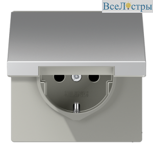 Розетка 2K+З cо шторками и крышкой Jung AL1520KIKL