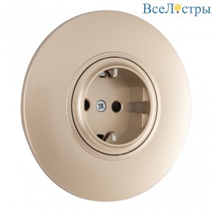 Розетка круглая с/з и шторками и рамкой Arte Milano SET08-1-40-1 shampan