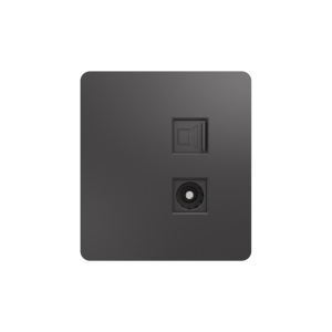 Розетка ROUND компьютерная RJ45 кат6 + TV с/у титан KRANZ KR-78-0722-2