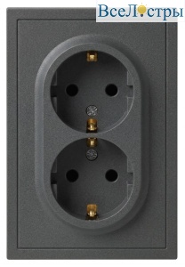 Розетка Эра Galaxy 15-2104-06 с заземлением двойная 2X2P+E Schuko 16А-250В IP20 графит Б0070687