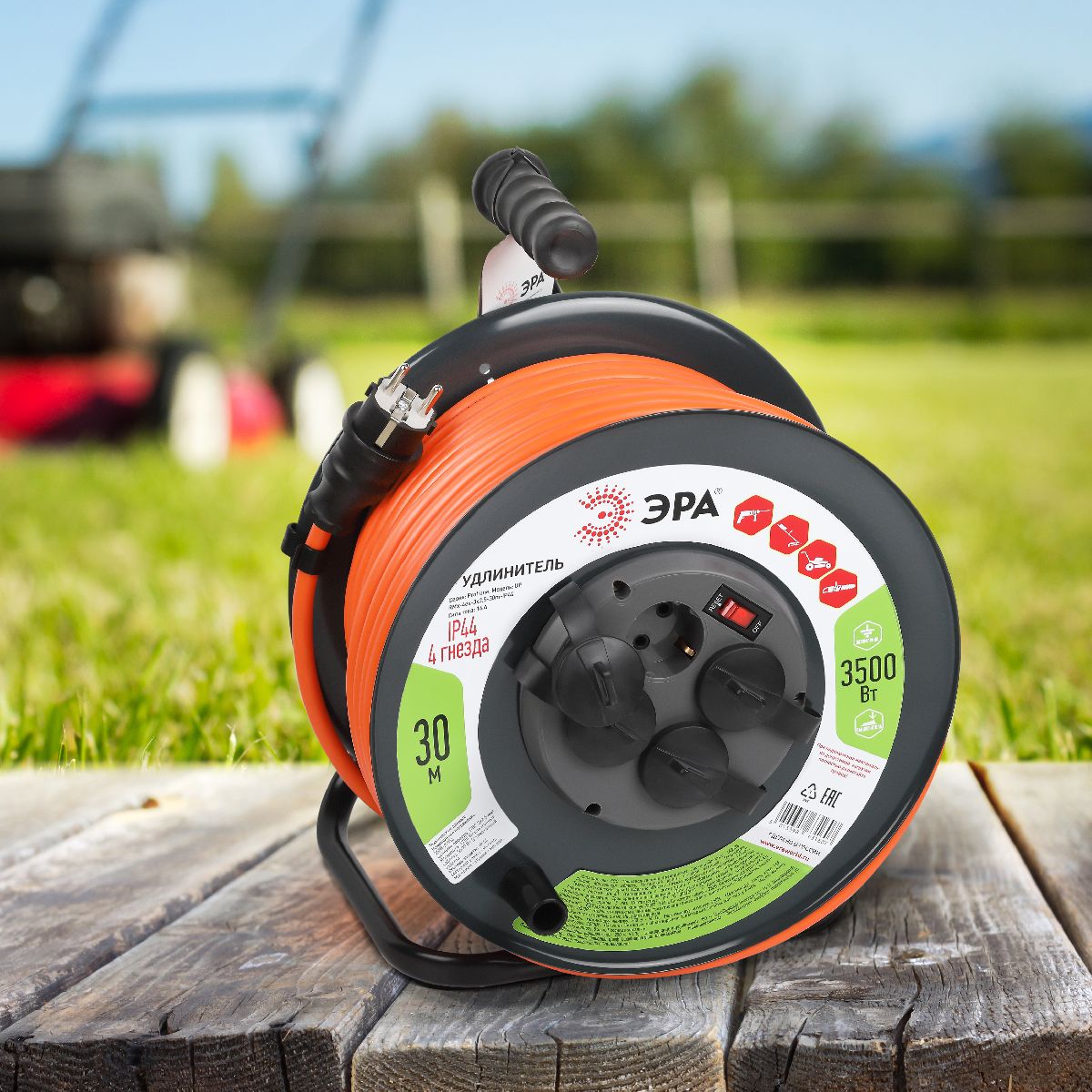 удлинитель силовой эра rmx-4es-3x2.5-30m-ip44 б0052920