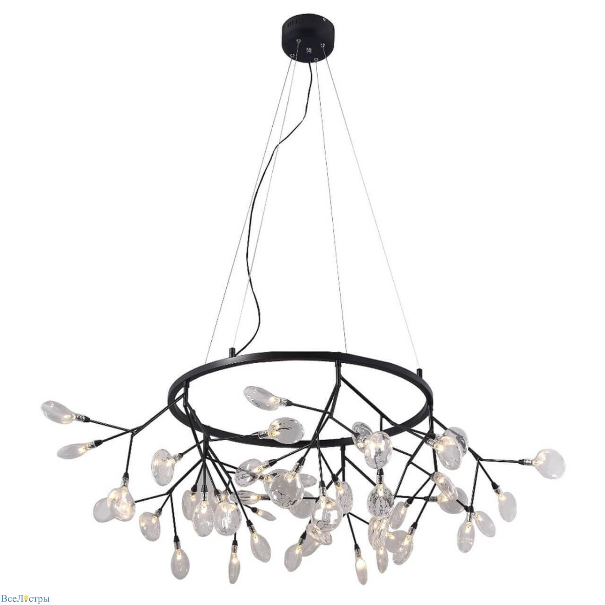 подвесная светодиодная люстра crystal lux evita sp45 d black/transparent