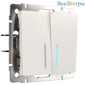 Выключатель двухклавишный с подсветкой Werkel перламутровый рифленый W1120113 4690389160905