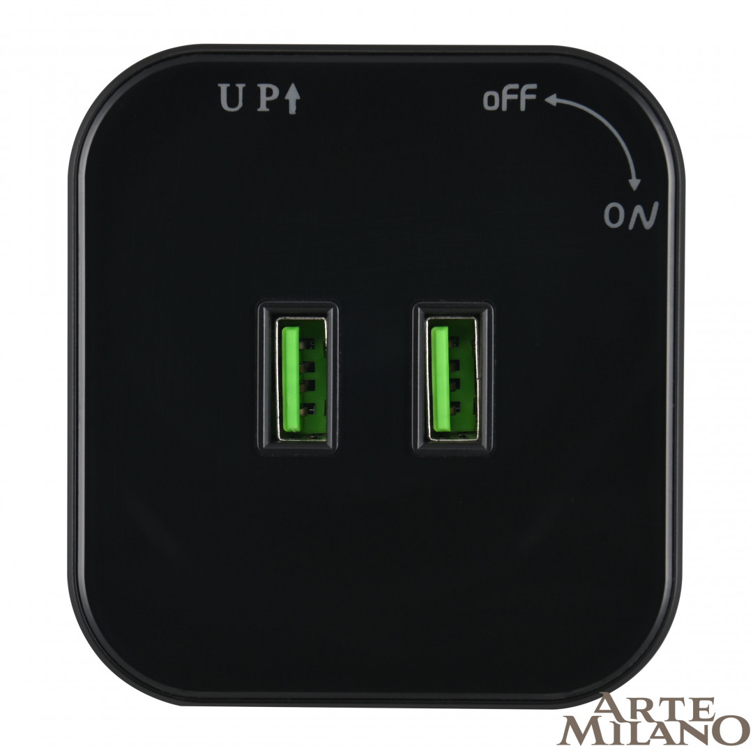 трековая розетка arte milano am-track-sockets 380022ts/usbx2 black