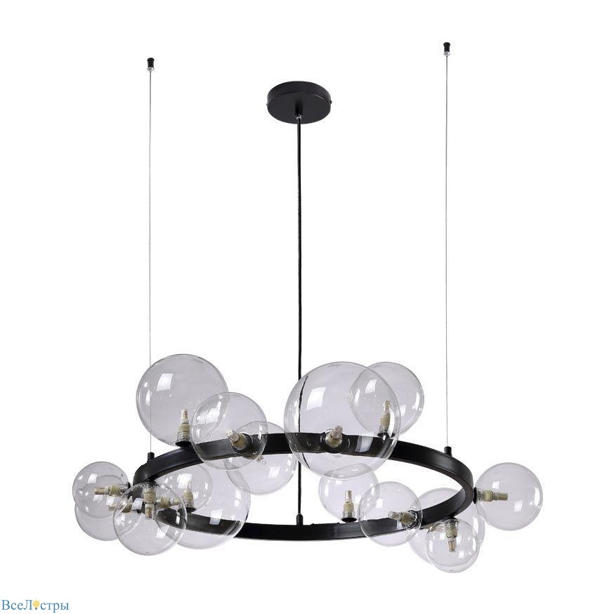 подвесная люстра crystal lux agata sp15 v2 black/transparente