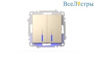 Выключатель двухклавишный с подсветкой ELBI Zena Vega 609-012500-203